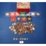 A quantity of British coinage, pre-decimal and decimal including others: St Helena 10 pence,