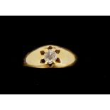 An 18 carat gold ring set solitaire diamond, size J, 2.2g