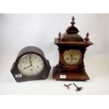 A Victorian mahogany architectural style mantel clock and a 1930's chiming mantel clock