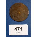 Copper calendar 1762, 40mm diameter, manufactured by John Powell, Birmingham - Condition: Fair