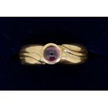 A 9 carat gold ring set with pink stone, size N, 3.1g