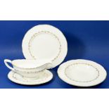 A Royal Worcester Gold Chantilly meat platter 45cm long together, six salad plates, cake plate, with