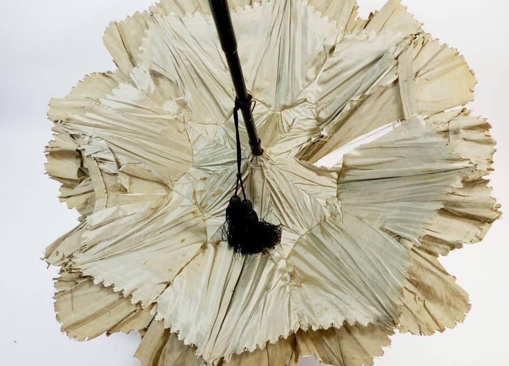 A Victorian silk parasol with ebonised handle - Image 2 of 2