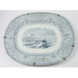 A Copeland late Spode meat plate printed bridge and ruin landscape, 50 x 40cm