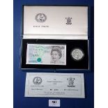 Royal Mint issue in presentation case and certificate including 1990 commemoratives: £5 banknote G M