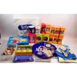 A box of advertising and promotional items relating to Tetley tea
