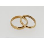 Two 9 carat gold wedding bands, 6g, size L