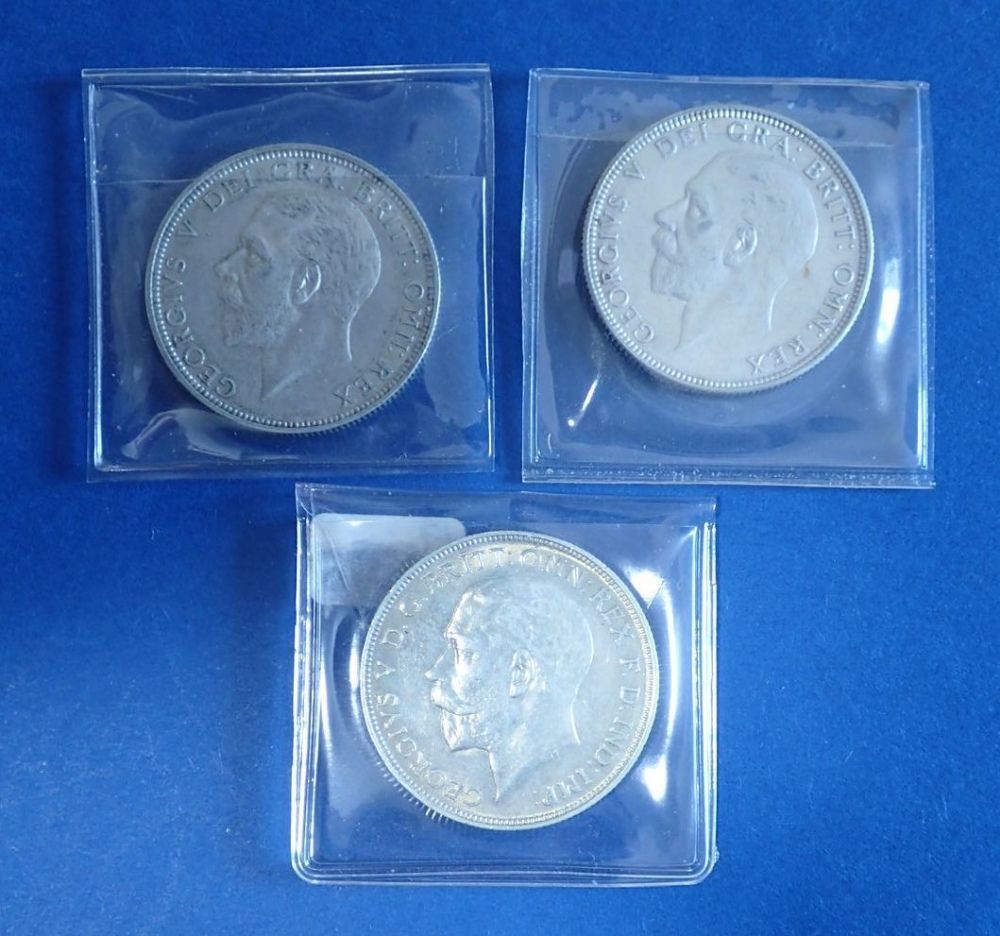 Three silver content florins: George V 1911, 1928 and 1936 - Condition: EF