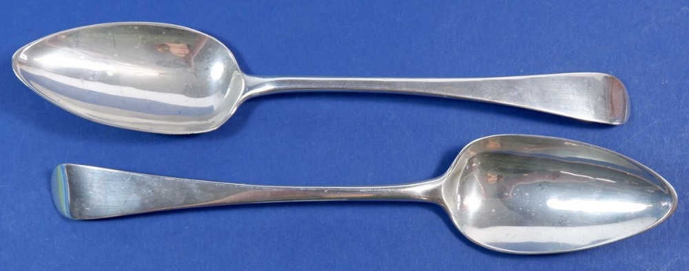 A pair of Georgian silver tablespoons, London 1802, Thomas Wallis II, 132g