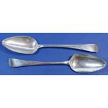 A pair of Georgian silver tablespoons, London 1802, Thomas Wallis II, 132g