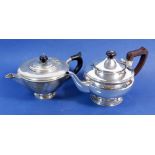 Two silver teapots, Birmingham 1947, 432g and Birmingham 1959, 377g