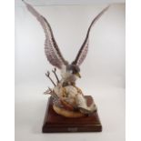 Michael Tandy - limited edition porcelain sculpture of a Peregrine Falcon with Bustard, 25/50,