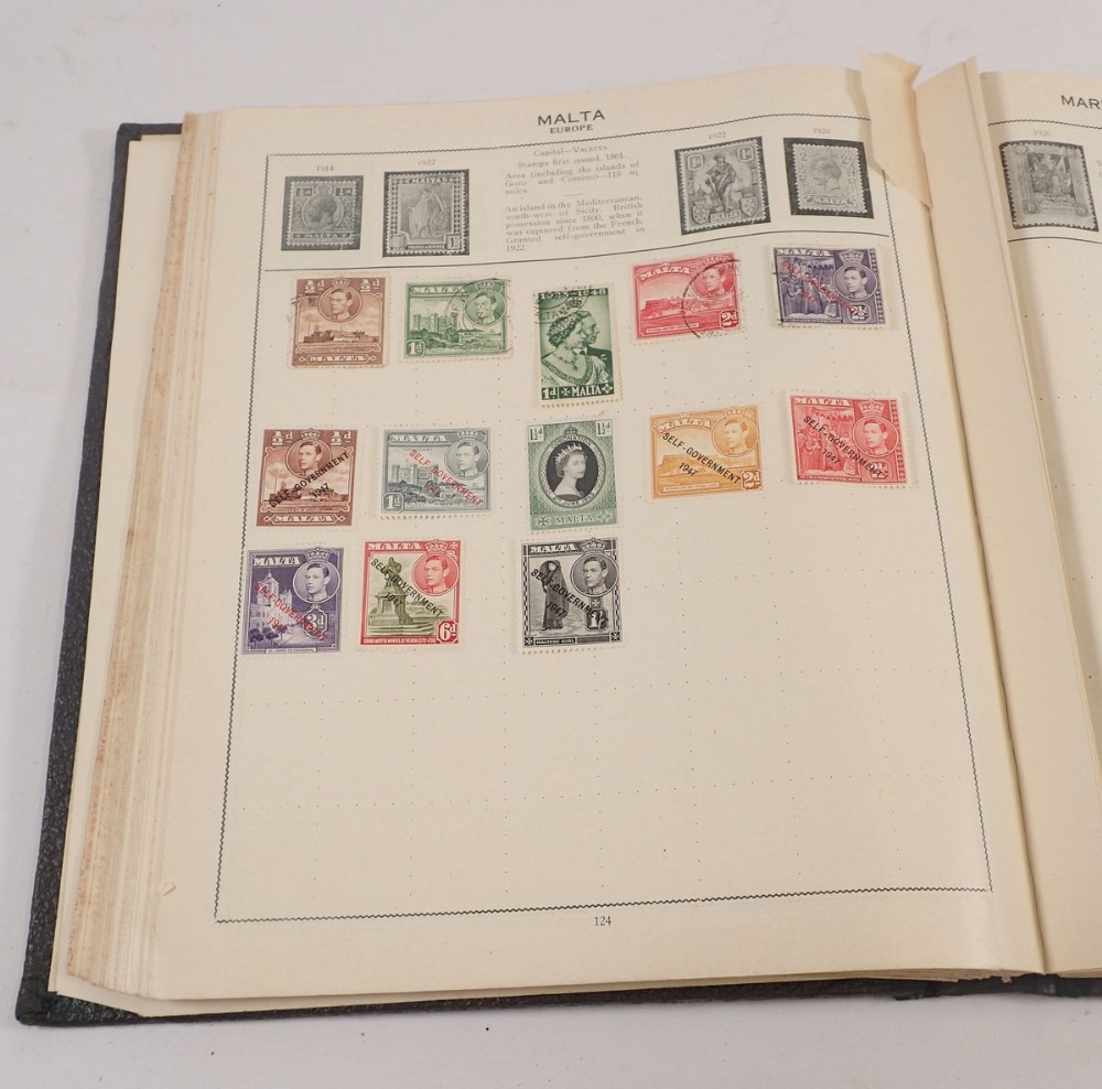 A world stamp album including Malta Self Government