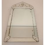 A vintage Venician style arch topped mirror, 90 x 50cm