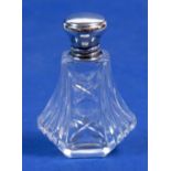An Art Deco cut glass and silver topped scent bottle, London 1926
