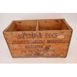 A Superbra eggs scientific poultry Breeders Association wooden crate, 65.5cm long