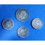 A quantity of loose Maundy pieces, 4 total: Victoria; twopences 1838 (2 off) 1851, George V;