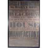 Property sale particulars, auction by E & C Roberts 1857 house and manufacturers warehouses etc.