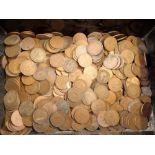 A strong box to include approximately 4kg of pennies and half pennies from Victoria - Elizabeth