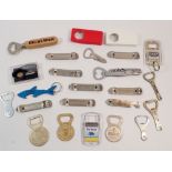 A quantity of advertising and promotional bottle openers