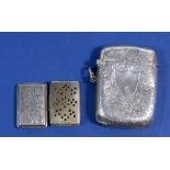 A silver vinaigrette Birmingham 1834 by J Lawrence and vesta case Birmingham 1901