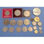 A quantity of cupro nikel with commemoratives including a cased Jersey crown 1066-1966 a cased