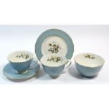A Wedgwood Rose Elegans tea service comprising eight cups and saucers, eight tea plates and sugar