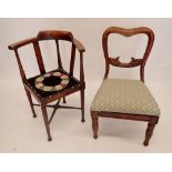 An Edwardian corner chair and a Victorian chair