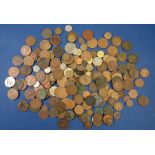 A quantity of coinage pre-decimal and decimal including: farthings, halfpennies, pennies, brass