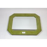 A vintage green acrylic bathroom mirror, 37 x 46cm