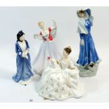 A collection of four Royal Doulton figures: June HN2991, Clara Hamps HN4162, My Love HN2339 and Star