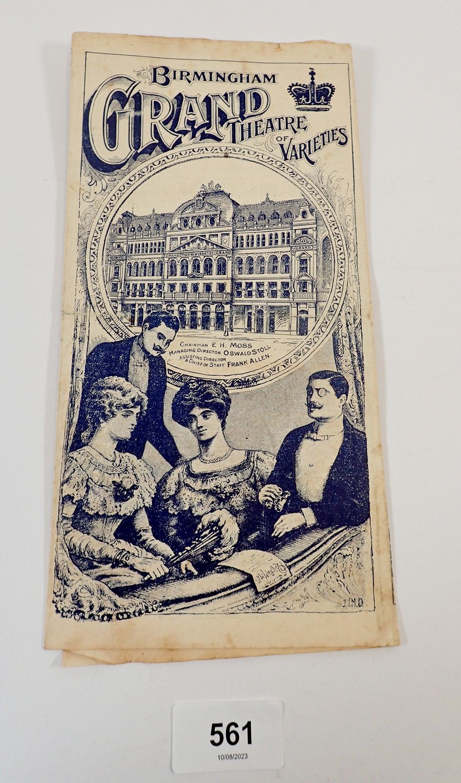 A Birmingham Grand Theatre of Varieties Program 11th May 1908, triple fold leaflet with many