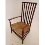 An Arts & Crafts rush seated chair