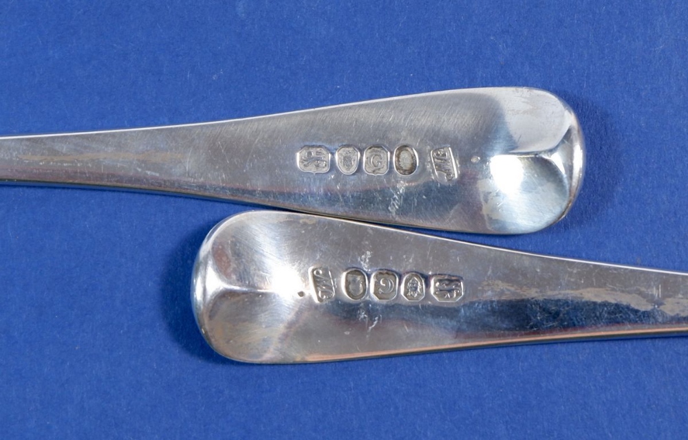 A pair of Georgian silver tablespoons, London 1802, Thomas Wallis II, 132g - Image 2 of 2