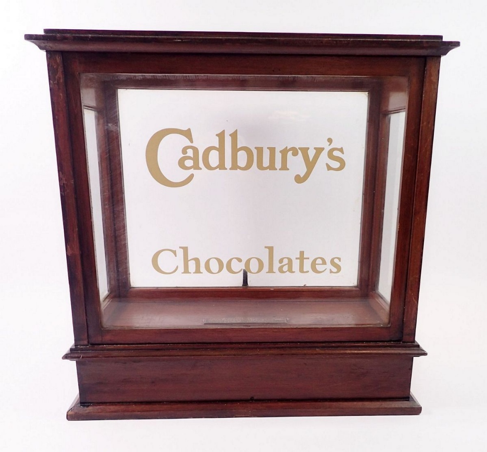 An early 20th century Cadbury's Chocolate mahogany framed shop display case39 x 39 x19.5cm - Image 2 of 3