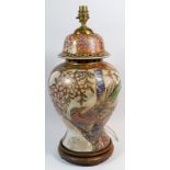 An oriental large ceramic table lamp, 48cm tall