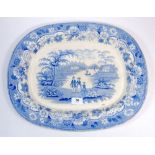 A Victorian blue and white meat plate 'Eton College' 38 x 47cm