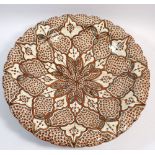 A large Safi ceramic dish with pie crust rim, 44.5cm diameter