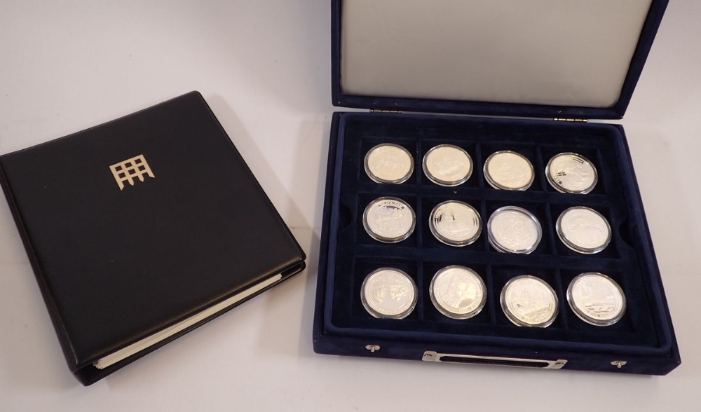 A set of twenty four Trafalgar silver five pound coins, Gibraltar issue 2005 in a Westminster