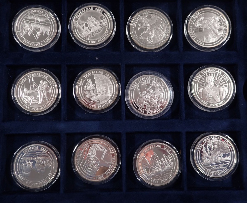 A set of twenty four Trafalgar silver five pound coins, Gibraltar issue 2005 in a Westminster - Image 2 of 3