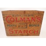 An early 20th century wooden crate for Colman's Starch, Penny Boxes 72 x 41 x 52cm