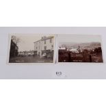Two real photo postcards, first being Market Hill Coggeshall Essex and second being Wycombe Marsh