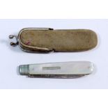 A silver and mother of pearl folding fruit knife, Sheffield 1891