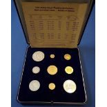 A 1972 Jersey Royal Wedding anniversary gold and silver coins set to include five 22 carat gold