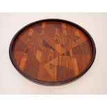 A Japanese marquetry tray, 54cm diameter