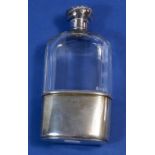 An Edwardian glass and silver spirit flask, London 1918