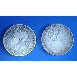 Two silver crowns inlacing: George III 1820 LX and George IV 1821 secundo - Condition: Fair/Fine