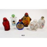 A group of six various Chinese glass snuff bottles