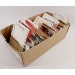 A shoe box of postcards including literary, map cards (modern), novelty/fantasy, postal interest,