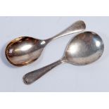Two silver tea caddy spoons, Birmingham 1931 and Sheffield 1945